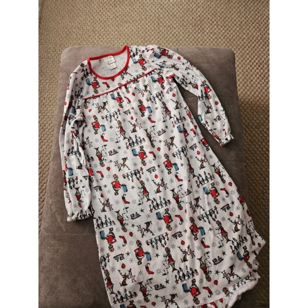 Dr. Seuss The Grinch Girls L (10/12) Christmas Nightgown Ruffle Hem PJ‎